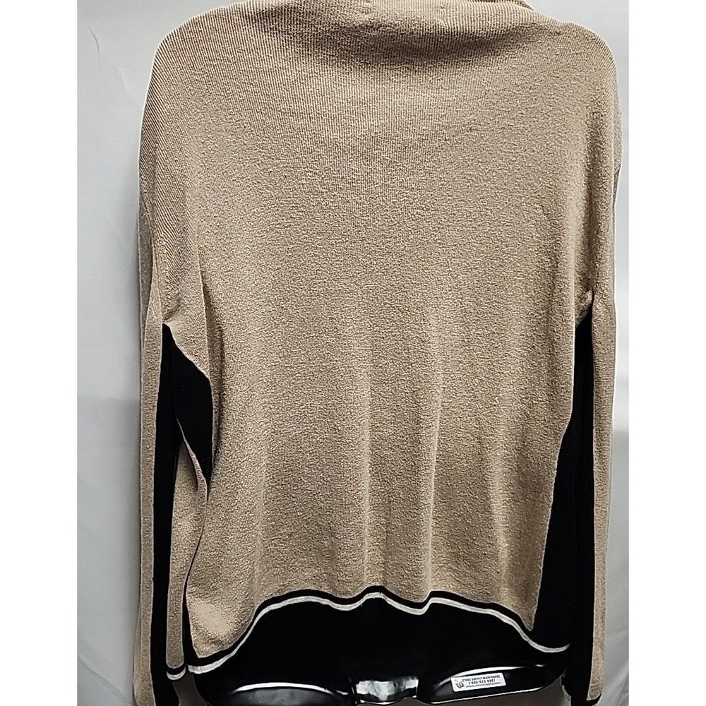 Saks Fifth Avenue Silk/Cashmere Cream/Black Open Front Cardigan Women Sz M - Picture 2 of 7
